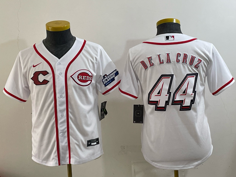 Women Cincinnati Reds #44 Delacruz White Nike MLB 2025 Jersey 005